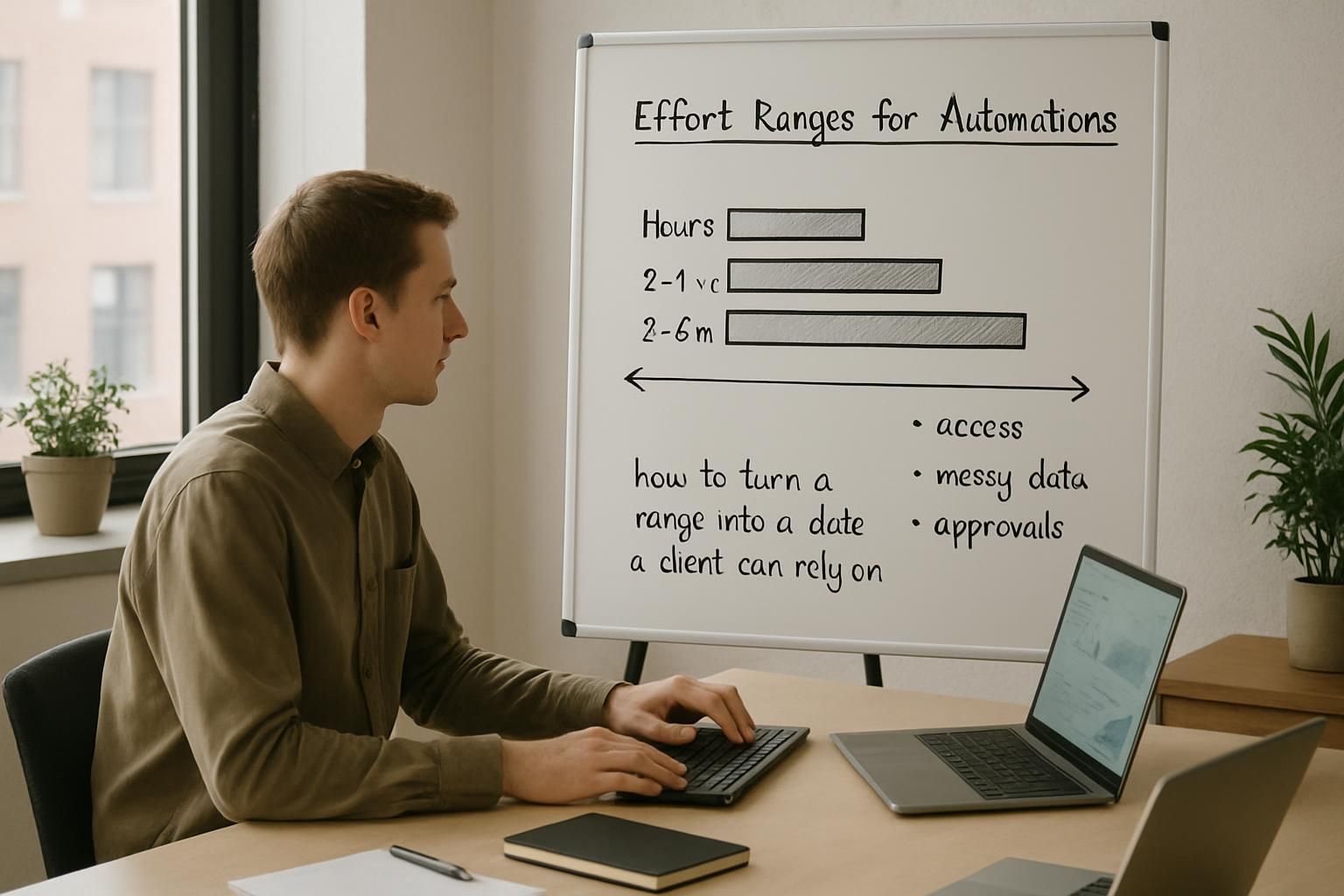 Illustration of a bar chart rising, standing for effort estimates by project type