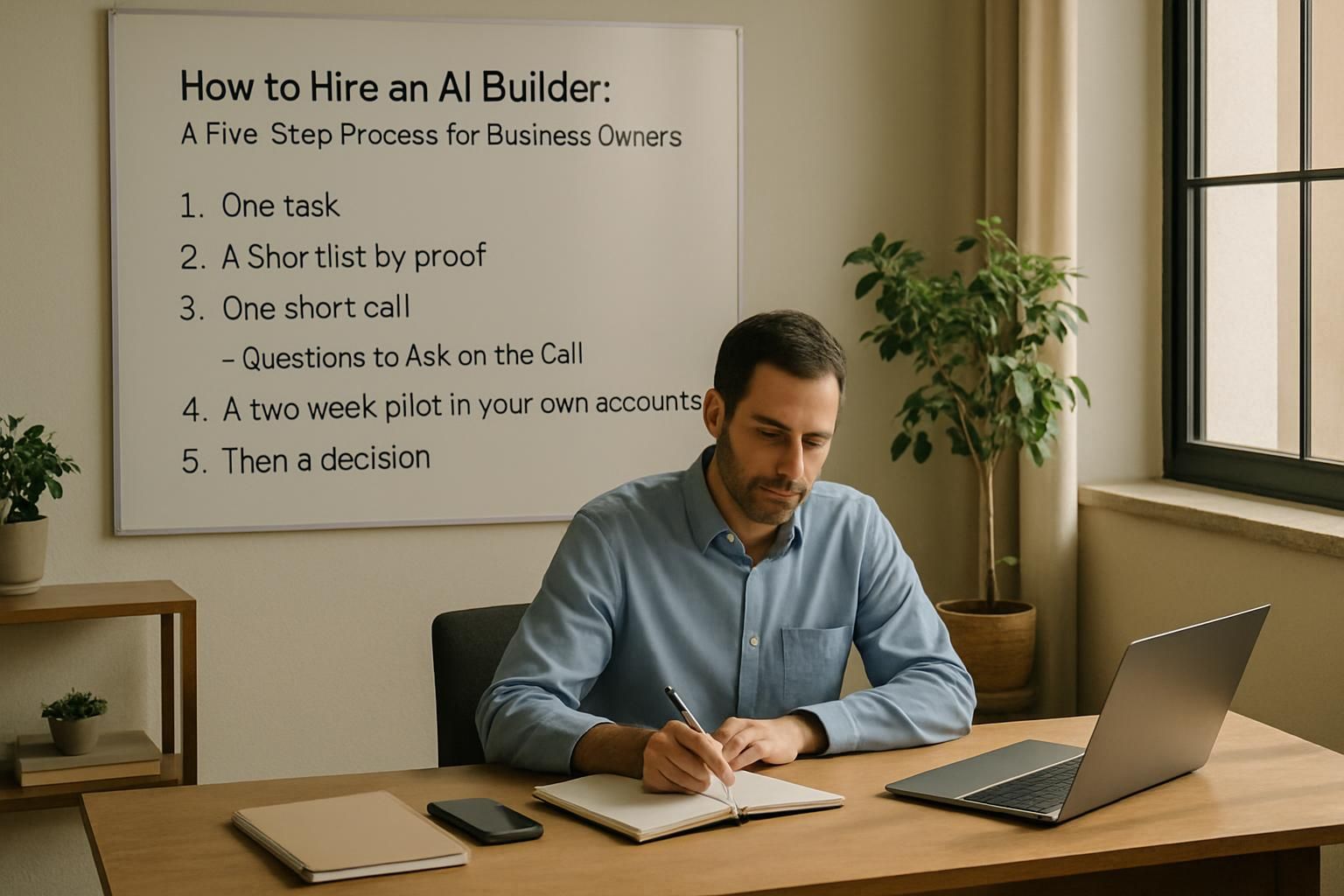 Illustration of two hands meeting over a document, standing for a business and a builder agreeing on a pilot