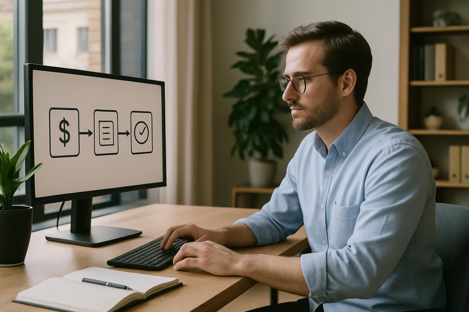 Illustration of a shield with a check mark, standing for a person approving what an automation proposes